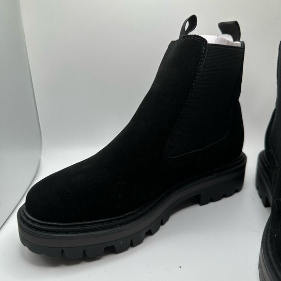 CUSHIONAIRE Women's Genuine Suede Chelsea boot +Memory Foam 7 WIDE BLACK - Picture 7 of 7